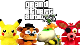 Pikachu, Freddy, Foxy And Bowser Jr Play Grand Theft Auto V