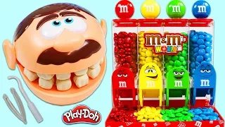 Feeding Mr. PLAY DOH Head from M&M Candy Dispenser!