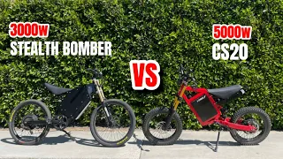 3000w Stealth Bomber VS 72v 5000w CS20 EBIKE // DRAG RACE (ESTRAPZ)