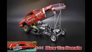 1969 DODGE CHARGER HEMI FUNNY CAR MR NORM'S SUPERCHARGER 1/25 SCALE MODEL WATERSLIDE DECALS HOW TO