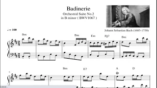 Badinerie From Orchestral Suite no.2 in B minor Johann Sebastian Bach    Piano Sheet Music