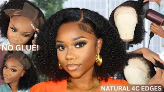 *VERY DETAILED* Curly Wig Install😍  Natural CURLY Hair With 4C EDGES ft WOW African Hair