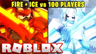 I Combined FIRE And ICE Against 100 PLAYERS... (Roblox Bedwars)