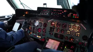 Flight in the cockpit of the Russian military AN 72