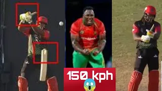 Odean Smith breaks Chris Gayle's bat into two | Fastbowling Addicts