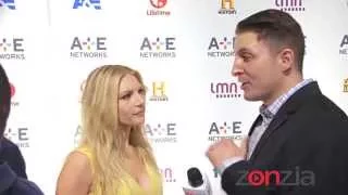 Katheryn Winnick at the A+E Upfront with BTVRtv's Arthur Kade