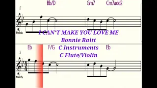 I CAN'T MAKE YOU LOVE ME - C Instruments Flute/Violin - Play Along Sheet Music Backing Track