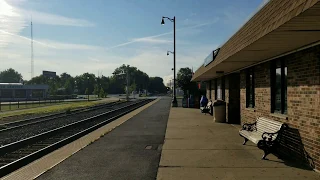 Steam train awesome whistle and high speed pass.