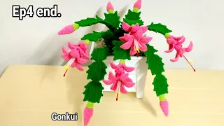 Crochet flower ❤️Crochet Christmas Cactus Ep4end. Assembling flowers and put in pot #crochetflower