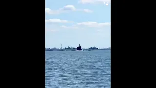 USS Delaware SSN 791 heading down the Delaware out to sea.  Video by Captain Richard King