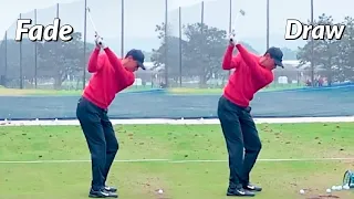 Tiger Woods Golf Swing - DRAW vs FADE - How To Shape The Ball Like Tiger