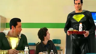 Henry Cavill as BLACK ADAM suit Superman in Shazam ending cameo. Superman with Black Adam suit