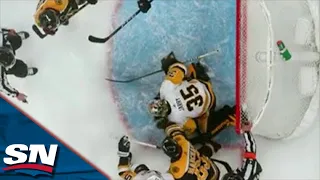 Brad Marchand Punches & Hits Tristan Jarry In The Head With Stick