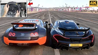 McLaren P1 & Bugatti Veyron Super Sport - Forza Horizon 5 | Steering Wheel Gameplay