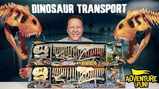 Jurassic Dinosaur Bones Transport T-Rex with 4 Lights & Sounds Dinos Toy Review AdventureFun!