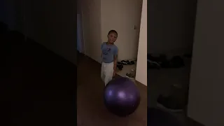Having fun with the yoga ball