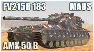 AMX 50 B, FV215b (183) & Maus • WoT Blitz Gameplay