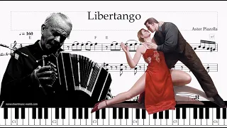 Astor Piazzolla - Libertango Piano - accordion solo (Sheets Tutorial Piano, Accordion) Tango cover