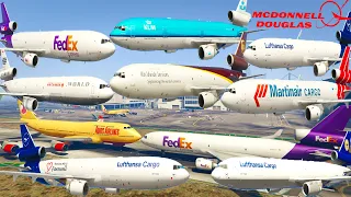 GTA V: McDonnell Douglas MD-11F Cargo Airplanes Los Santos Airport Best Crash and Fail Compilation