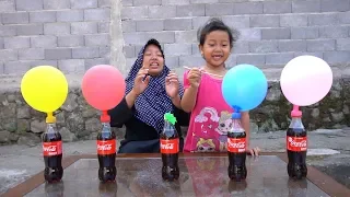 KEYSHA Learns Colors with FINGER FAMILY BALLOON SONG, Coca Cola and Mentos DADDY FINGER