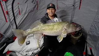 Ice Camping for 30 Inch Walleyes! (I CAUGHT MY PB)