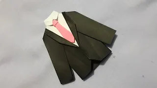How to make paper coat.(origami coat with shirt and tie)