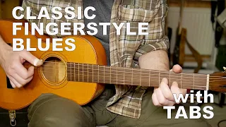 FINGERSTYLE BLUES on a Vintage Levin Parlor Guitar WITH TABS