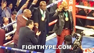 MIKE TYSON, EVANDER HOLYFIELD, & LENNOX LEWIS REUNITE TO WATCH TYSON FURY STOP DEONTAY WILDER