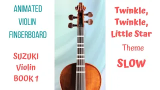 TWINKLE, TWINKLE THEME - Suzuki Violin Book 1 - (SLOW TEMPO) PLAY ALONG following animated violin