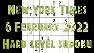 Sudoku solution – New York Times sudoku 6 February 2022 Hard level