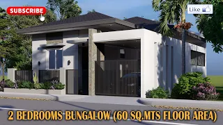 Small House Design 60 Square Meters | 2 Bedroom Bungalow| Exterior and Interior Animation