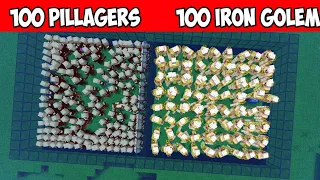 100 Iron Golems vs 100 Pillagers Minecraft