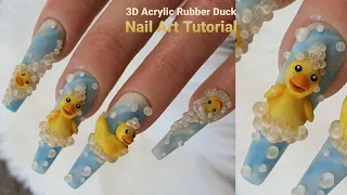 Rubber Duck Nail Art Tutorial | 3d Acrylic Nail Art | Glitterbels Acrylic