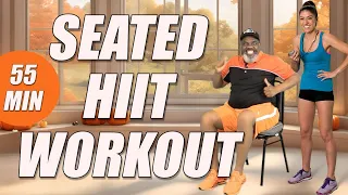 Seated HIIT Chair Workout | 55 Min | Full Body Interval Fat-Burning Exercises for All Fitness Levels