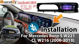 12 3'' Android GPS navigation for Mercedes Benz S W221 CL W216 Installation retrofit step by step