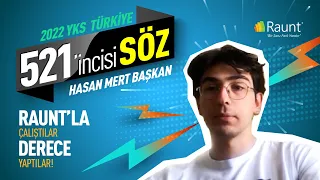 2022 YKS Türkiye 521’incisi (SÖZ) Hasan Mert Başkan Raunt’la Nasıl Derece Yaptığını Anlatıyor! 🤩🏅