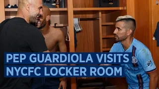 Pep Guardiola Visits NYCFC Locker Room Post-Match