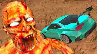 BeamNG.drive - Cars Jumping into Giant Zombie Mouth (Zombie Apocalypse)