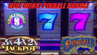 Nice! Double Gold Pinball + Triple Double Dollars + 3x 4x 2x Jackpot Slot Play! Casino Slots!