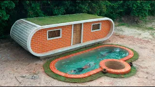 [ Full Video ] 100 Days Building A Modern Underground Hut With A Grass Roof Swimming Pool