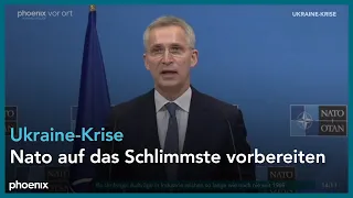 PK NATO-Generalsekretär Jens Stoltenberg und Boris Johnson zur Ukraine-Krise