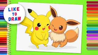 How to Draw PIKACHU and EEVEE step by step | Cute POKEMON Drawing Tutorial | Simple Easy Guide Tips
