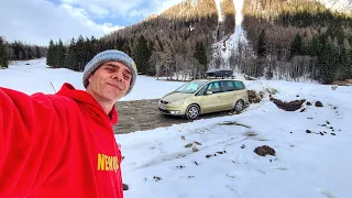 Overnighting in Mountain Spots -8c and Snow All Around ( Car Camping in the Alps )