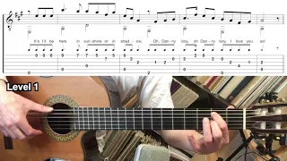 Danny Boy (Guitar lesson with score and tab in two levels)