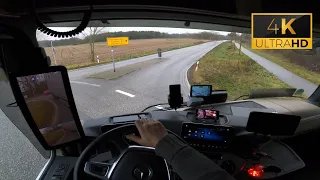 POV Driving Mercedes Actros Gigaspace 1848 in Germany 🇩🇪.  Way to Grasberg. Cockpit view 4K