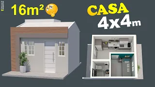 Olha só essa Mini casa 4x4 metros  térrea  / Projeto de Casa com 16m²