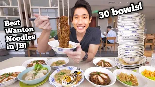 30 BOWLS OF WANTON NOODLE EATEN! | BEST Wanton Noodles in JB Malaysia? | Wonton Mee Eating Challenge