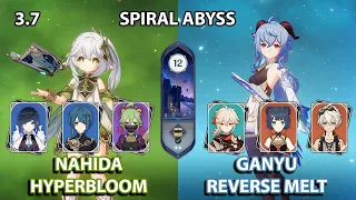 (3.7) C0 Nahida Hyperbloom & C0 Ganyu Reverse Melt Spiral Abyss Floor 12 Full Star