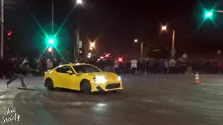 E92 BMW M3 doing Donuts at Intersection Takeover Car Meet
