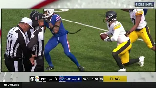 FIGHT in Steelers-Bills game after Kenny Pickett takes a hit while sliding